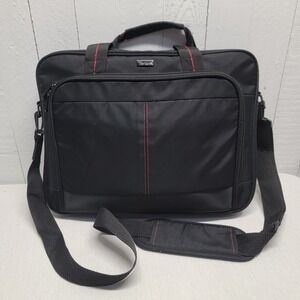 Targus Briefcase Bag for 15.6-Inch Laptop, Black/Red Stitching | Modern, Light